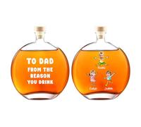 Personalized to Dad Round Whiskey Decanter from The Reason You Drink Custom Kids Portrait & Names, Empty Liquor Bottle for Bourbon, Vodka, Brandy,Gifts for Dad Papa Grandpa from Kids on Birthdays