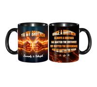 Personalized To My Brother Mug Gift Custom Name Fist Bump Coffee Mug Once A Brother Always A Brothers Ceramic Cup Funny Brothers Coffee Cup for Men Sibling Friend Father's Day Birthday Xmas,06