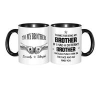 Personalized To My Brother Mug Gift Custom Name Fist Bump Coffee Mug Thanks For Being My Brother Ceramic Cup Funny Brothers Coffee Cup for Men Sibling Friends Fathers Day Birthday Christmas,01