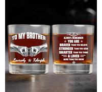 Personalized To My Brother Whiskey Glass Cup, Custom Name Fist Bump Drinking Glasses, Funny Whiskey Glasses Gifts for Brothers Friend Men Him, Father's Day Birthday Gifts,10