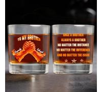 Personalized To My Brother Whiskey Glass, Once A Brother Always A Brothers Drinking Glasses, Custom Name Fist Bump Whiskey Cup for Brothers Friends Men Him, Funny Father's Day Birthday Gifts,15