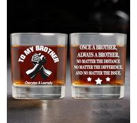 Personalized To My Brother Whiskey Glass, Once A Brother Always A Brothers Drinking Glasses, Custom Name Fist Bump Whiskey Cup for Brothers Friends Men Him, Funny Father's Day Birthday Gifts,04