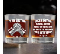 Personalized To My Brother Whiskey Glass, Once A Brother Always A Brothers Drinking Glasses, Custom Name Fist Bump Whiskey Cup for Brothers Friends Men Him, Funny Father's Day Birthday Gifts,07