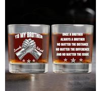 Personalized To My Brother Whiskey Glass, Once A Brother Always A Brothers Drinking Glasses, Custom Name Fist Bump Whiskey Cup for Brothers Friends Men Him, Funny Father's Day Birthday Gifts,13