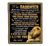 Personalized To My Daughter Blanket From Dad Father Lion My Only Wish For You Daughter Birthday Graduation Christmas Customized Bed Fleece Blanket