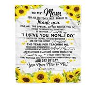 Personalized To My Mom Blanket From Daughter Son Thank You For All Wood Sunflower Mother Birthday Mothers Day Christmas Customized Bed Fleece Blanket