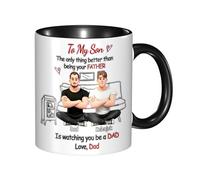 Personalized To My Son Coffee Mug from Dad, Custom The Only Thing Better Than Being Your Father Is Watching You Be A Dad Ceramic Cup with Name, Father's Day Birthday Gifts for Son from Papa Daddy,01