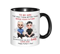 Personalized To My Son Coffee Mug from Dad, Custom The Only Thing Better Than Being Your Father Is Watching You Be A Dad Ceramic Cup with Name, Father's Day Birthday Gifts for Son from Papa Daddy,08