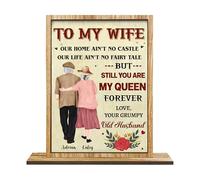Personalized To My Wife Plaque With Base, Custom Name You Are My Queen Forever Wood Sign, Christmas Valentine's Day Birthday Gift for Wife from Husband, Home Decor for Old Couple (Original Wood-1)