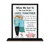 Personalized To My Wife Plaque With Base, Custom Name You Are My Queen Forever Wood Sign, Christmas Valentine's Day Birthday Gift for Wife from Husband, Home Decor for Old Couple (Black-2)