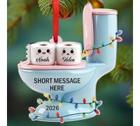 Personalized Toilet Paper Acrylic Christmas Ornament 2025, Funny Toilet Roll Xmas Tree/Bathroom Decor, Tissue Paper Ornament Keepsake, Custom Text/Name/Year Toilets Shaped Christmas Ornaments Gift