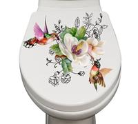 Personalized Toilet Sticker Birds and Flowers Bathroom Toilet Seat Wall Stickers Self-Adhesive Florals Toilet Lid Decals Home Decor Sticker