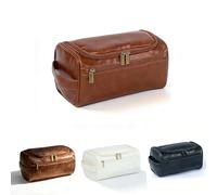 Personalized Toiletry Bag for Men, Custom Monogram Travel Dopp Kit - Christmas, Valentine's, Father's Day Gift for Him - 4 Color Options, Rich Brown, Simple