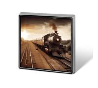 Personalized Train And Railway Lapel Pin for Men Women Cute Funny Square Brooch for Ease And Safe Aluminum Alloy Brooches Suit Dress Accessories Wedding Party