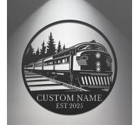 Personalized Train Metal Sign, Custom Railroad Wall Art, Engineer Name Plaque, Vintage Railway Decor, Father's Day Gift Idea, Steel Locomotive Display (Style-4)