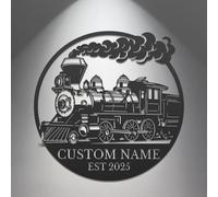 Personalized Train Metal Sign, Custom Railroad Wall Art, Engineer Name Plaque, Vintage Railway Decor, Father's Day Gift Idea, Steel Locomotive Display (Style-2)