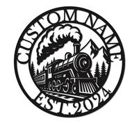 Personalized Train Metal Wall Art, Custom Name Sign for Railroad Themed Room, Man Cave and Kids Bedroom Decor (Style-3)