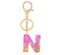Personalized Translucent Creative Keychain Color Letter Resin Keychain Pendant Keychains Key Bracelets for Women (n, One Size)