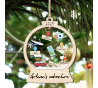 Personalized Travel Adventures Christmas Ornament Custom 1-20 Traveling Destination Ornament with Name Trip Memory Xmas Tree Decor Vacation Keepsake Gift for Travelers Adventurers Family Friends