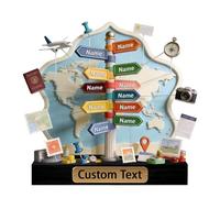 Personalized Travel Destination Map Desk Ornament for Him Her Custom Couple Travel Adventure Traveling Destination 2D Flat Acrylic Sign Travelers Acrylic Block Plaque Gift for Valentine Birthday