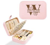 Personalized Travel Jewelry Box with Name and Initals for Women, Custom Small Travel Jewelry Case as Bridesmaid Proposal Gifts, Personalized Gifts for Women, Birthday, Wedding, Christmas, Bridesmaid