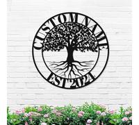 Personalized Tree Last Name Metal Sign, Custom Family Tree Sign Metal Wall Art, Customized Indoor Outdoor Monogram Wall Decor Sign Wall Hanging Plaque