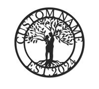 Personalized Tree of Life Metal Sign, Custom Family Name Wall Art, Ancestry Surname Decor, Indoor Outdoor Hanging, Wedding Gift Idea, Rustic Family Tree Plaque (Style-2)