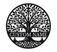 Personalized Tree of Life Metal Sign, Custom Family Name Wall Art, Ancestry Surname Decor, Indoor Outdoor Hanging, Wedding Gift Idea, Rustic Family Tree Plaque (Style-2)