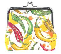 Personalized Trendy Chili Yellow Leather Coin Purse Women Cute Kiss Lock Small Pouch Coin Wallet, Trendy Chili Yellow, OneSize