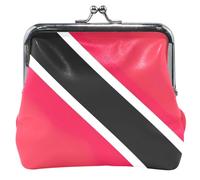 Personalized Trinidad Flag Leather Coin Purse Holder Women Kiss Lock Coin Change Pouch Wallet