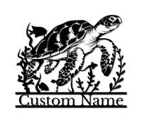 Personalized Turtle Metal Sign, Custom Beach House Wall Art, Ocean Themed Home Decor, Sea Turtle Name Plaque, Unique for Turtle Lovers (Style-1)