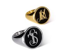 Personalized Two Letter Initial Signet Ring for Women or Men - Custom Engraved Sterling Silver Statement Ring for Mom or Dad