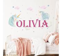 Personalized Unicorn Wall Decal for Girls - Custom Name Nursery Sticker, Bedroom Decor, Removable Kids Room Art-Design2