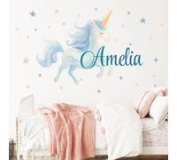 Personalized Unicorn Wall Decal for Girls - Custom Name Nursery Sticker, Bedroom Decor, Removable Kids Room Art