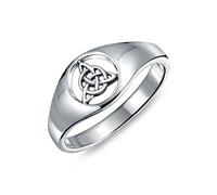Personalized Unisex Ancient Viking Celtic Infinity Trinity Knot Triquetra Signet Ring for Women .925 Sterling Silver Customizable