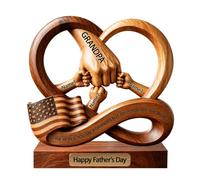Personalized USA Flag Infinity Heart Dad Fist Bump 2D Flat Wood Plaque, Custom Kids Names Wood Base Sign,To The World You Are A Dad Family Desk Decor, Rustic Home Decor For Grandpa Daddy Husband Him