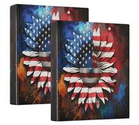 Personalized USA Sunflower Striped Petals 3 Ring Binders 1.5 Inch Hold 200 Sheets Portfolio Folders Round Ring Planner Binder, 12.4x10.63x2.36inch, 1 Pack
