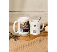 Personalized Valentine Mug, Music Player Song QR Code Mug with Photo, Custom Name Couple Coffee Mug 11oz 15oz (15 oz)