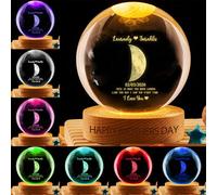 Personalized Valentines Crystal Ball Night Light, Custom Name & Date Couples Moon Phase Crystal Ball Led Lamp Globe Light, Valentines Anniversary Birthday Gifts for Couples Wife Husband (Style 13)
