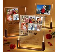 Personalized Valentine's Day Gifts, Light up Customized Photo Frame, Acrylic Night Light Customizable Any Photos, Names Date Gifts for Soul Mate, Friends, Girlfriend, Boyfriend, Wife, Husband, Couples