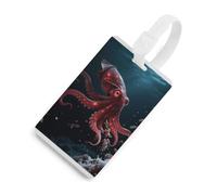 Personalized Vampire Squid Luggage Tag Cute Suitcase Label for Travel Luggage Identifier with Secure Strap Name Address Tel Unique Backpack Handbag Tag for Men Women White