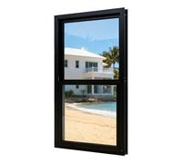 Personalized Vertical Sliding Windows, 19.69~59.06in High Storm Shed Windows, Aluminum Basement Bathroom Garage Loft Household Ventilation Windows with Tempered Glass(Black)