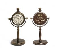 Personalized Vintage Brass Desk Clock with Engraved Quote - I Still Do! Love [Name] for Husband, Wife, Romantic Gifts, Custom Message - Elegant Tabletop Timepiece