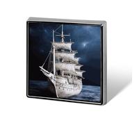 Personalized Vintage Nautical White Ship Lapel Pin for Men Women Cute Funny Square Brooch for Ease And Safe Aluminum Alloy Brooches Suit Dress Accessories Wedding Party