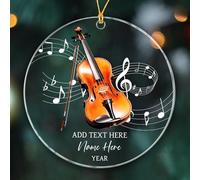 Personalized Violin Instrument Ornament Gift for Violinist Teacher Violin, Violinist Decor Christmas Ornament 2024, Customized Text/Year/Name Violin Player Ornament Xmas, Violin Musical Ornaments
