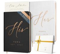 Personalized Vow Books His & Hers - White & Black Linen Wedding Vow Books Ideal as Wedding Accessories for Brides & Grooms, His & Hers Gifts - Wedding Registry Must Haves 2025 & Elopement Essentials