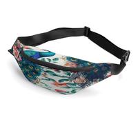 Personalized Waist Packs with Adjustable Strap,Beautiful Peacock Flowers Crossbody Fanny Pack Casual Bag for Travel Sports Running Hiking