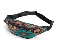 Personalized Waist Packs with Adjustable Strap,Bohemian Flower Crossbody Fanny Pack Casual Bag for Travel Sports Running Hiking
