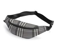 Personalized Waist Packs with Adjustable Strap,Gray Plaid Lines Crossbody Fanny Pack Casual Bag for Travel Sports Running Hiking