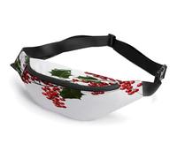 Personalized Waist Packs with Adjustable Strap,Holly Berry Branches Crossbody Fanny Pack Casual Bag for Travel Sports Running Hiking